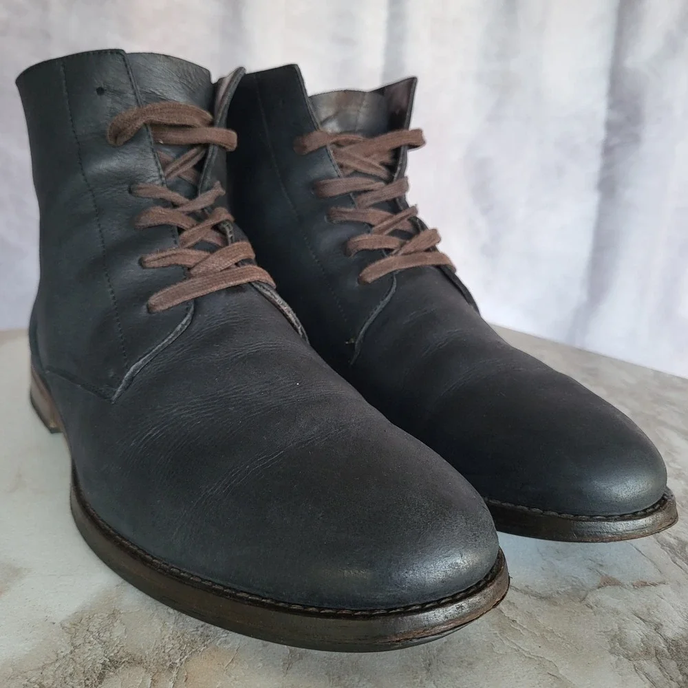 Maison Forte Lace Up Chukka Boots Black Men's Size 10.5 Leather